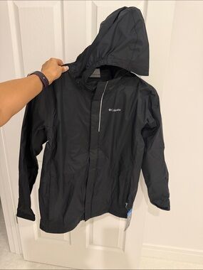 NWT Columbia Black Hooded Youth Rain Jacket